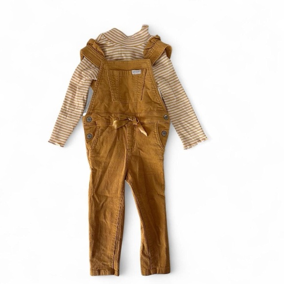 7 For All Mankind Mustard Yellow Kids Overalls Set 24 months NWOT - Picture 2 of 7